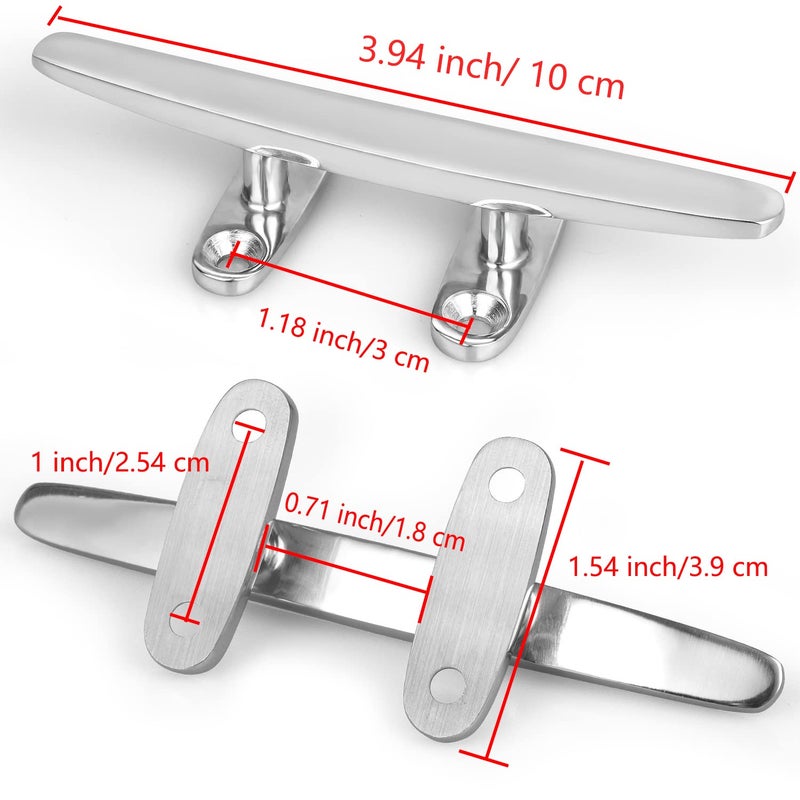 GANGUOLA Boat Cleat, Small Dock Cleat 4 inch Open Base, Heavy Duty 316 Stainless Steel, Curtain Tie, Hook, Include Installation Screws (2 pcs) - Image 3